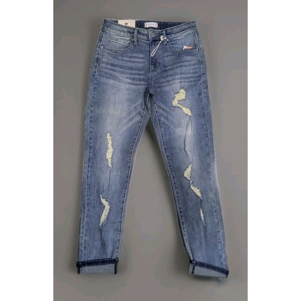 Altar'd State Light Wash Distressed Cuffed Ankle Denim Jeans Size 25